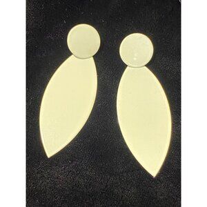 Vintage 1980's White Metal Dangle Pierced Earrings Retro 2 1/8" x 3/4"